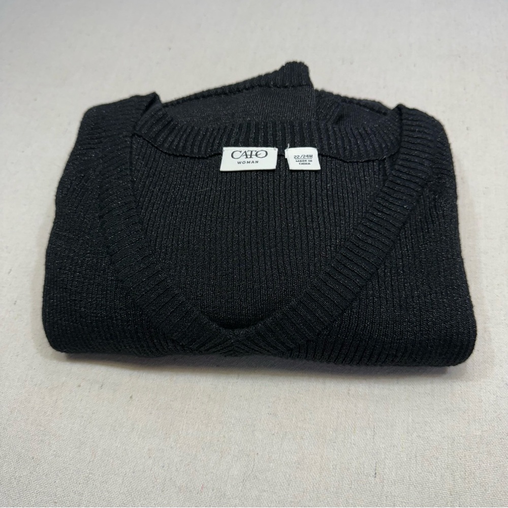 Cato Woman Black Ribbed Sweater - Size 22/24W - Picture 16 of 16